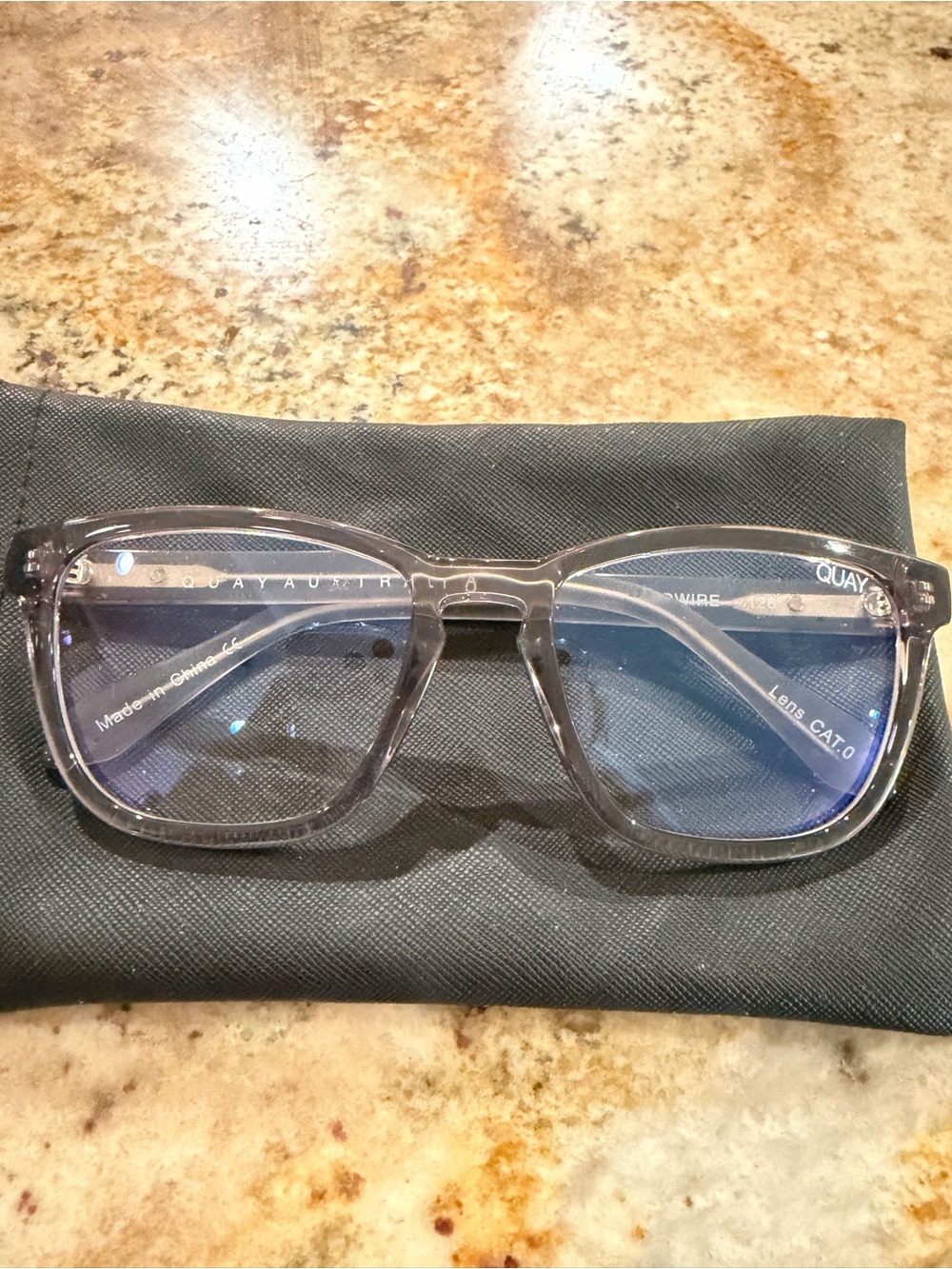 Quay Australia Clear Gray Blue-Light Blocking Men's Square Glasses